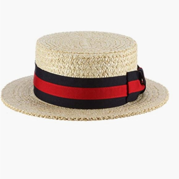 Scala Other - SCALA Dress Boater Straw Hat w/ Ribbon